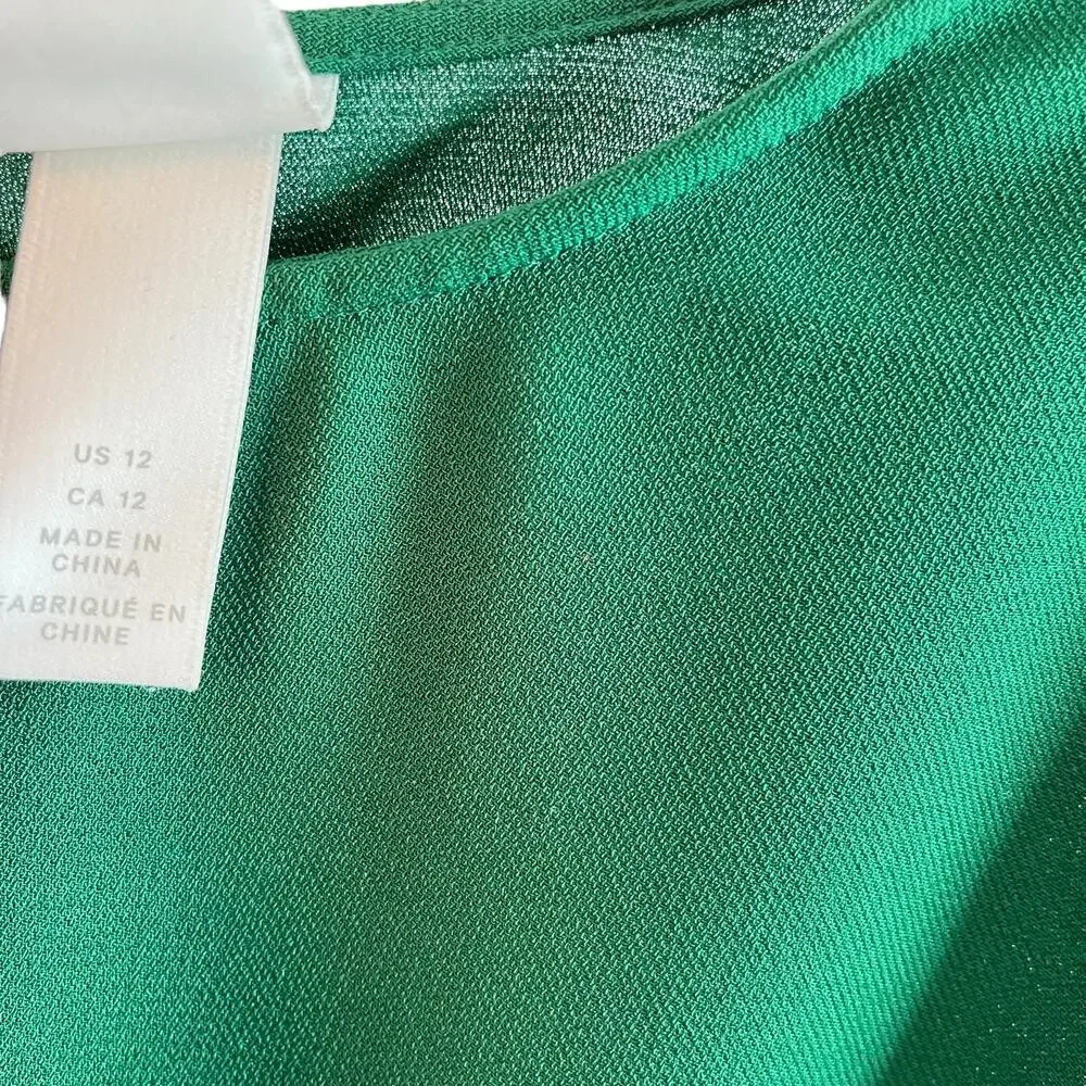 H & M Dress Green Floral Cut Out Sleeve 12 - Picture 6 of 9